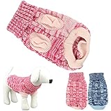 HP95 Hot! Fashion Knitted Sweater Twist Design Pet Puppy Knit Clothes (S, Rose)