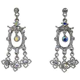 Austrian Crystal Flower Chandelier Dangle Earrings