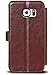 Galaxy S6 Wallet Case, VENA [vFolio | Genuine Leather] Slim Vintage Flip Wallet Stand Case with Card Slots for Samsung Galaxy S6 (Brown/Black)