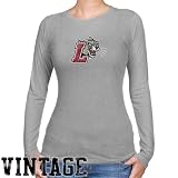 NCAA Lafayette College Leopards Ladies Ash Distressed Logo Vintage Long Sleeve Slim Fit T-shirt