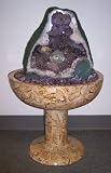 Aqua Amethyst Geode Fountain With Light And Crystal Sphere.