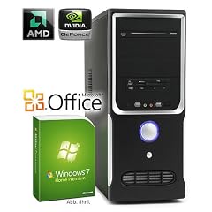 PC - CSL Sprint W5228 (Dual) - Multimedia DualCore! PC-System mit AMD Athlon II X2 250 2x 3000 MHz, 500GB SATA, 4096MB DDR3, Radeon HD 5450 2048MB, DVD-RW, CardReader, 7.1 Sound, GigLAN, Windows 7 Home Premium, Office 2010 preloaded