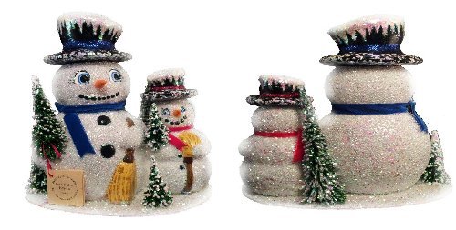 Ino Schaller Paper Mache Snowman Family Christmas Candy Container Ino Schaller Paper Mache Snowman Family Christmas Candy Container