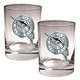 Florida Marlins Primary Logo 2 Piece Rocks Glass Set