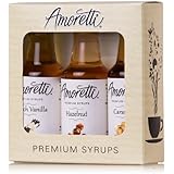 Amoretti Premium Classic Syrups 50ml 3 Pack (French Vanilla, Caramel, Hazelnut)