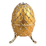 Jewelry : Royal Egg Shaped Musical Trinket Box in Gold Color with Czech Preciosa Crystals