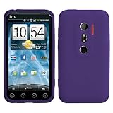 Solid Dark Purple Silicone Skin Gel Cover Case For HTC EVO 3D Shoot