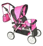 Mommy & Me Twin Doll Pram Back to Back adjustable handle with FREE Carriage & 2 BLANKETS 9386