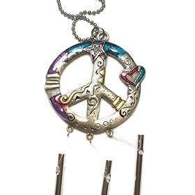 Celestial Peace Sign Pewter Car Wind Chime