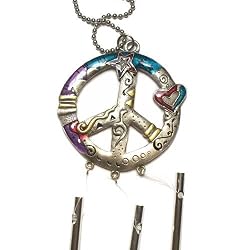 Celestial Peace Sign Pewter Car Wind Chime