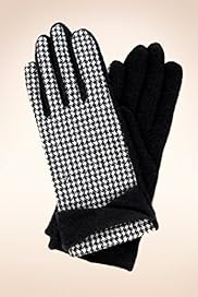 Houndstooth Print Gloves with Wool