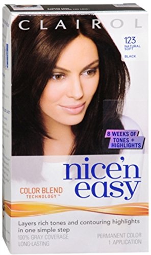 Clairol Nice 'n Easy Hair Color 123, 2.5 Natural Soft Black 1 Kit (Pack of 3)