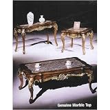 All new item Marble top Sofa table with cherry finish wood and gold accents