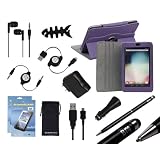 Bundle Monster 12in1 Case, Wall + Car Charger, USB/AUX Cables, Stereo Handsfree Earbuds, 2in1 Stylus Pen, Screen Protector Accessory Set for Google Nexus 7 Tablet, COLOR: EGGPLANT PURPLE