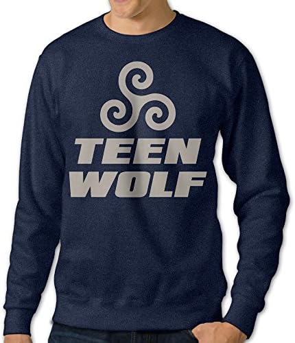 Cozyou Teen Wolf Men Winter Crewneck Sweatshirt Navy L