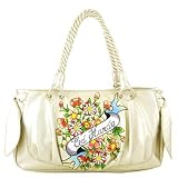 New Ed Hardy Flirt Alert Megan Off White Satchel Handbag Bag / 1PC271FL