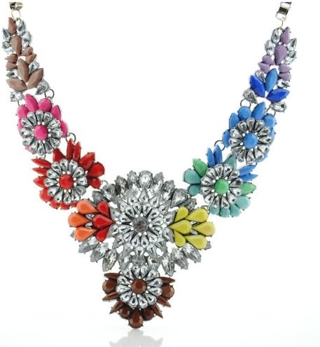 Shourouk Inspired Acrylic Chunky Statement Necklace Extravagant Jewelry for Women (black)