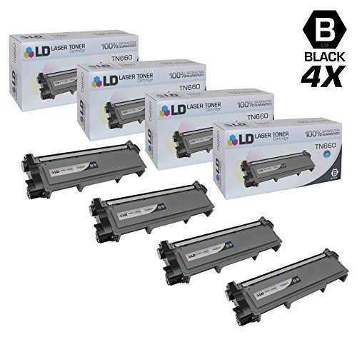LD © Compatible Replacements for Brother TN660 4PK HY Black Laser Toner Cartridges for Brother DCP L2520DW, L2540DW, HL L2300D, L2320D, 2340DW, L2360DW, L2380DW, & MFC L2700DW, L2707DW, L2720DW, L2740DW