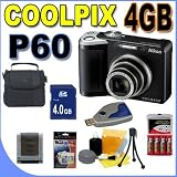 cheap Nikon Coolpix P60 8.1MP 5x Optical Zoom Digital Camera 25593 Black 4GB SDHC Memory Card BigVALUEInc Accessory Saver Bundle + MORE