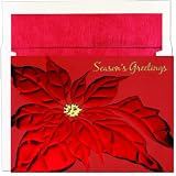 Red Foil Poinsettia Holiday Cards -