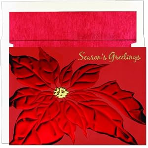 Red Foil Poinsettia Holiday Cards -