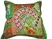 Beaded Green Zardozi Vintage Sari Decorative Green Floor Pillow Cushion Covers