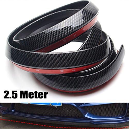 Black 2.5M Car Front Bumper Lip Splitter Spoiler Skirt Adhesive Carbon Fiber Strip Protector
