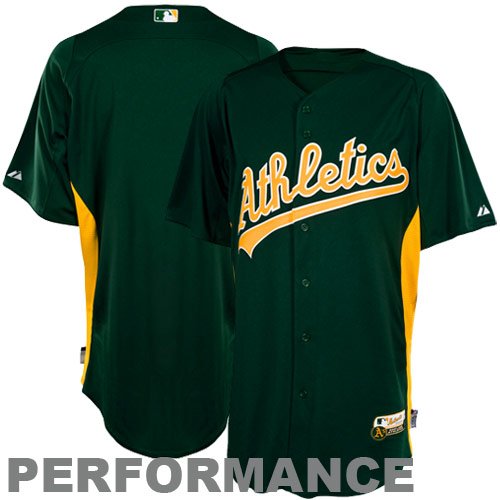 MLB Men's Oakland Athletics Short Sleeve Authentic Button Front Cool Base Batting Practice Jersey (Athletic Dark Green/Gold, Large)