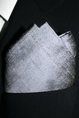 Silver Dupioni Silk Pocket Square