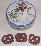 Scott's Cakes 1 lb. Milk Chocolate Covered Pretzel with Christmas Jimmies & Chocolate Chips in a Classic Snowman Tin