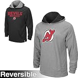 Reebok New Jersey Devils BlackAsh Home  Away Reversible Pullover Hoody Sweatshirt XLarge