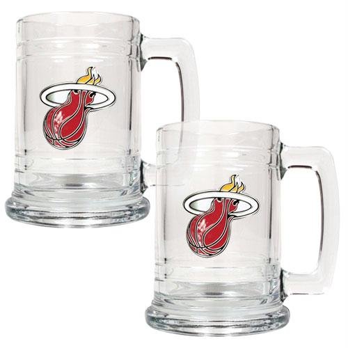 NBA Miami Heat Two Piece 15-Ounce Glass Tankard Set - Primary Logo