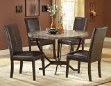 Hillsdale Monaco Round Faux Marble 5-Piece Dining Set,-Chairs, Matte Espresso, Set Includes 1-Table and 4-Chairs