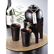季左衛門　天目つぼ型　焼酎サーバーセット 1.0Ｌ　カップ2個付　  V-4812