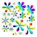 Instant Murals 30 Rainbow Daisies Wall Transfers, Rainbow