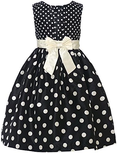 Mia Juliana Little Girls Black Ivory Polka Ribbon Bow Christmas Dress 6X