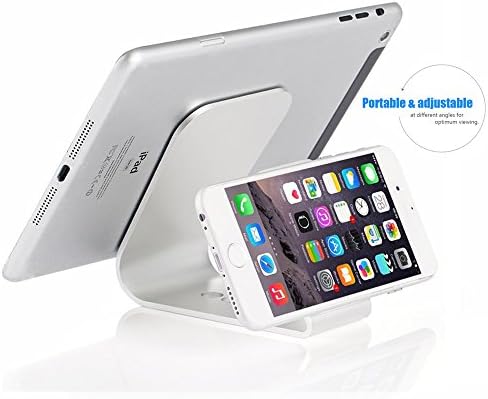 Multifunction Universal Micro-suction Mobile Phone Aluminum Stand Desktop Devices Holder / Mount for Apple Watch iPhone iPad Tablet for Samsung for Blackberry for HTC LG etc. (Silver)