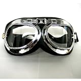 Motorcycle Scooter Mopeds Pilot Style Goggles , Clear Lens