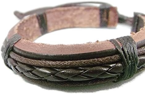 Chillvery Hand-made Mens Brown Tribal Braided Rope Leather Wrap Bracelets