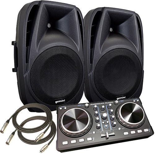 1200 WATT - American DJ Starter Computer DJ System - with Virtual Dj Software, ADJ Controller and Two 12" Powered Speakers