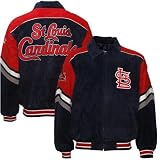 St Louis Cardinals Black Pig Split Suede Full Zip Varsity Jacket