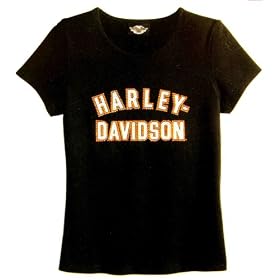 Harley-Davidson® Women's short-sleeve Bling Tee Shirt. Black or White. Embellishments. 99068-08VW; 99069-08VW