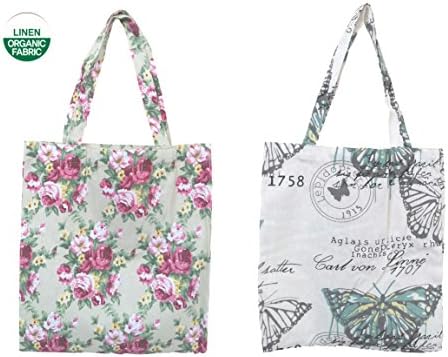[2 Packs]Canvas Tote Reusable Bag Eco-Friendly Grocery Bag, Daily Multipurpose Cotton Bag, Scandinavia Pattern