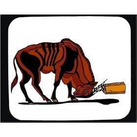 Mouse Pad with log, charging, bull, horn, red
