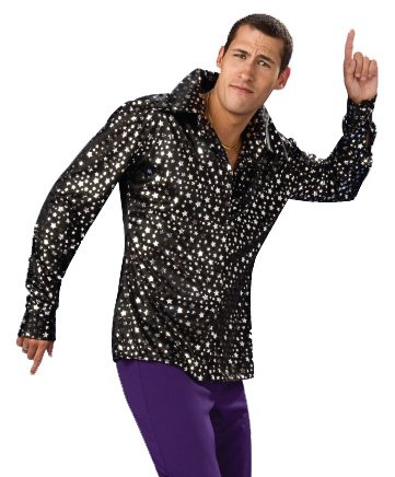 Rubies Mens Adult Black Retro 60s 70s Disco Costume Shirt