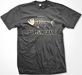 Fillet and Release Mens T-shirt, Hilarious Funny Fishing Mens Shirt, XXX-Large, Charcoal