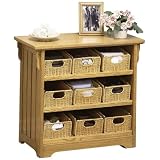 Craftsman Organizer With Wicker Baskets, 9-BIN, LIGHT OAK by Home Decorators Collection