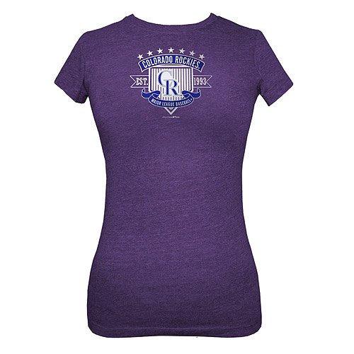 Buy Colorado Rockies Ladies Vintage Crew Neck T-shirt by 5th & Ocean by MLB Capital Factors