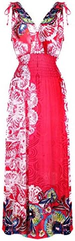 G2 Chic Women's Printed Spring-Summer Maxi Dresss(DRS-MAX,REDA4-4X)