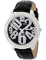 XOXO Womens XO3183 Black Dial Black Crocodile Genuine Leather Watch